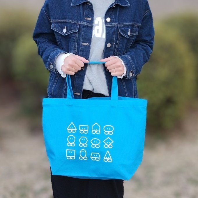 図形トートバッグ(ターコイズ)