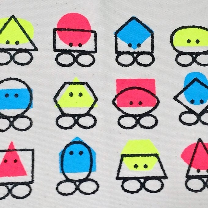 図形キャンバストートバッグ(ネオンカラー)