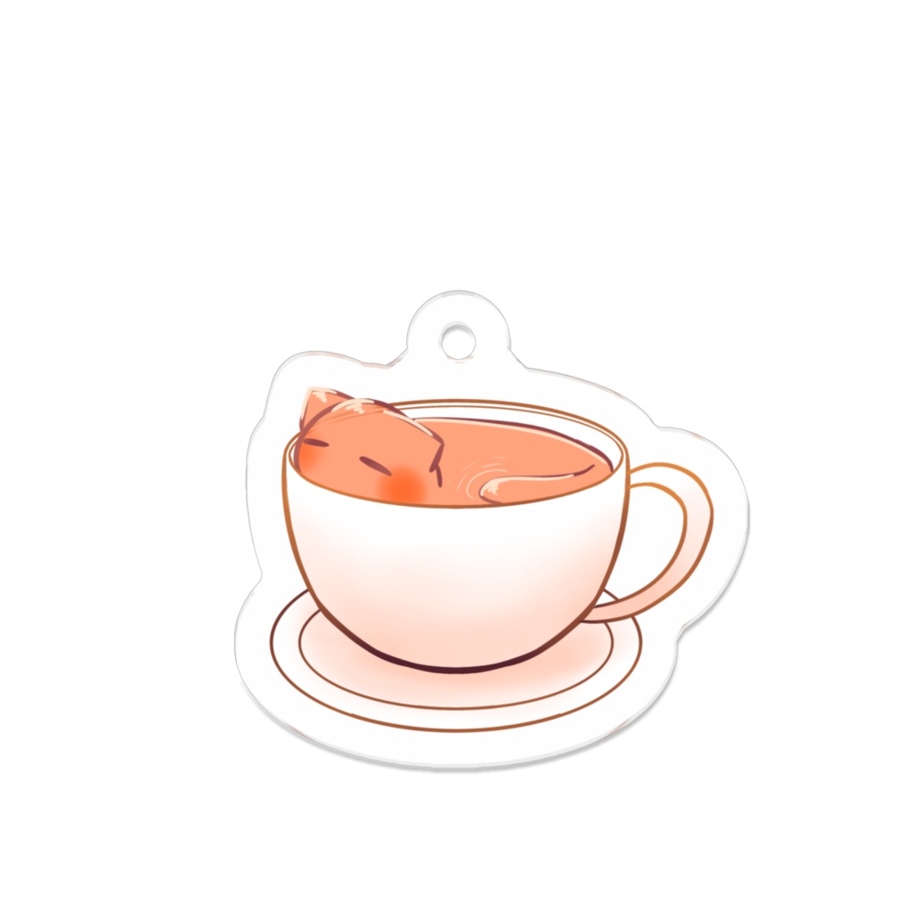 紅茶ねこカップのアクリルキーホルダー