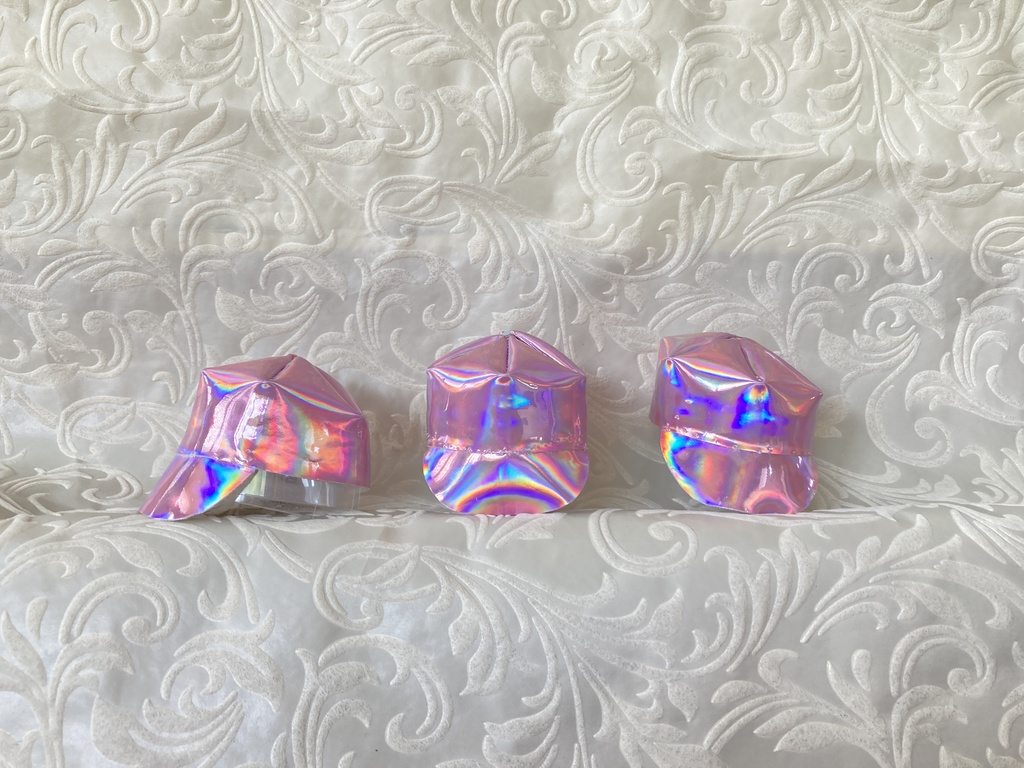 ぬい メタリックピンク メタリックブルー キャップ オーロラ