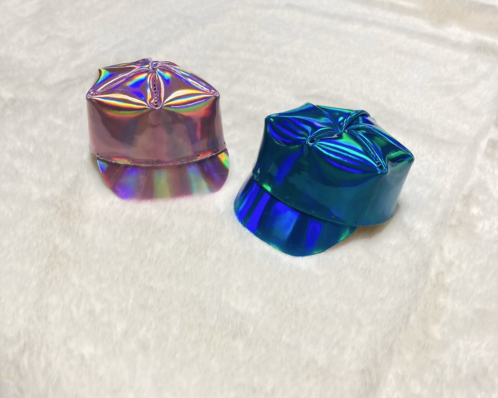 ぬい メタリックピンク メタリックブルー キャップ オーロラ