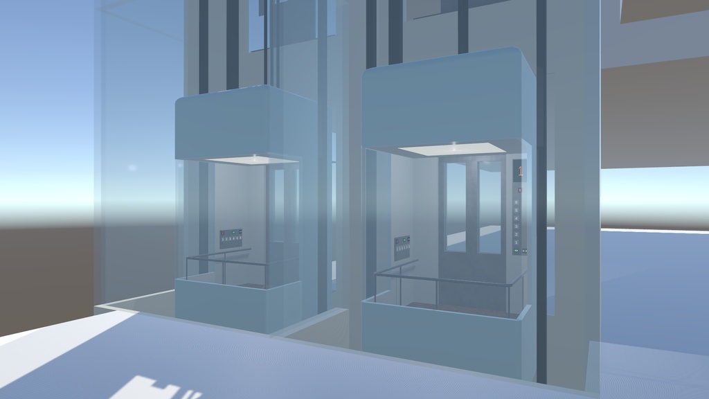 【VRChatワールドギミック】立ち乗り移動式シースルーエレベーターギミック【UdonElevator2.0 Beta】