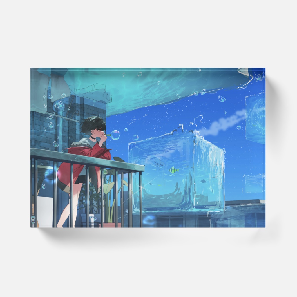 絵を描くしばいぬアクリルブロック