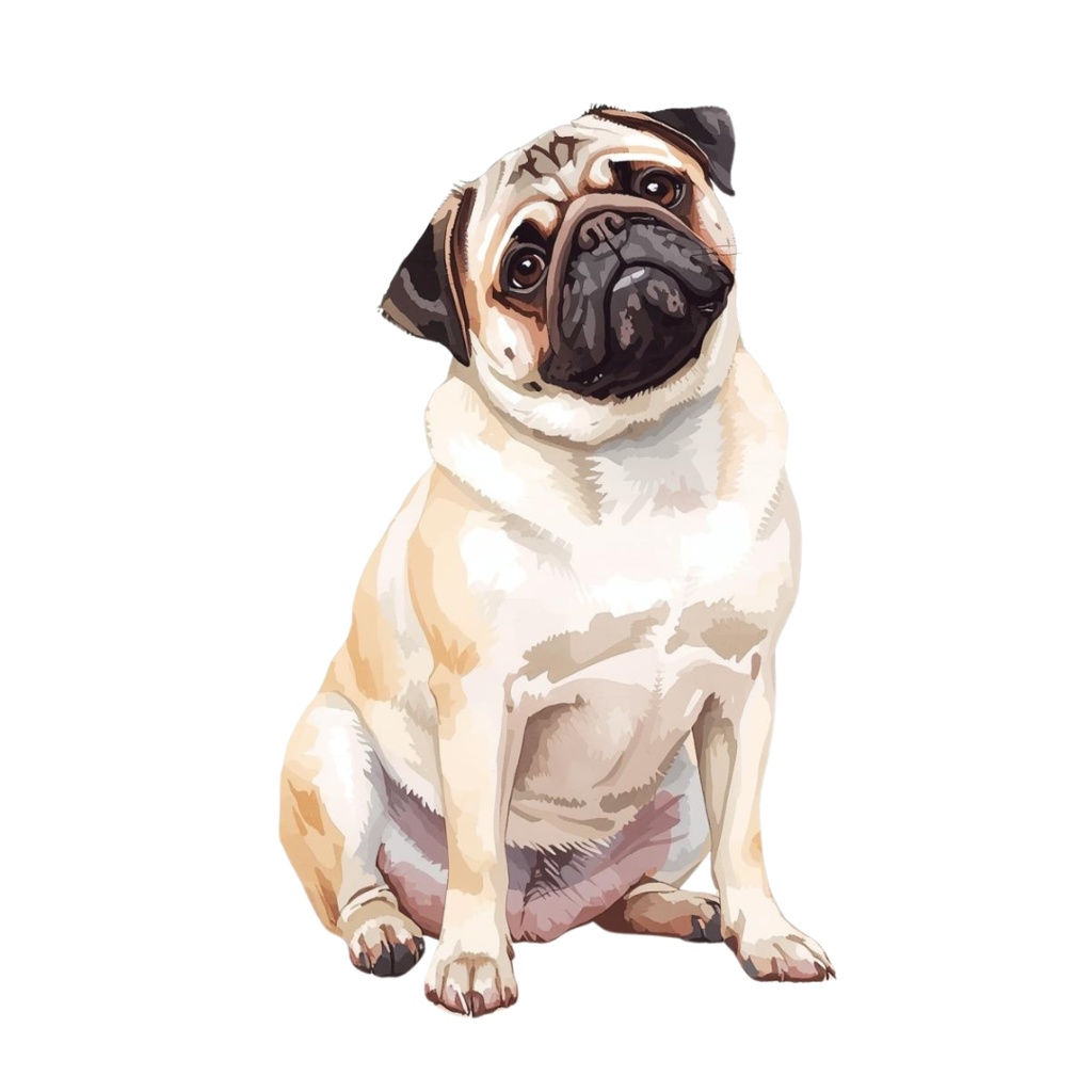 【ワンちゃんシリーズ】パグのクリップアート12.セット