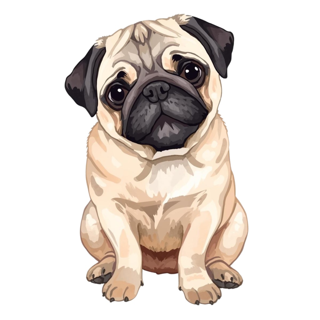 【ワンちゃんシリーズ】パグのクリップアート12.セット