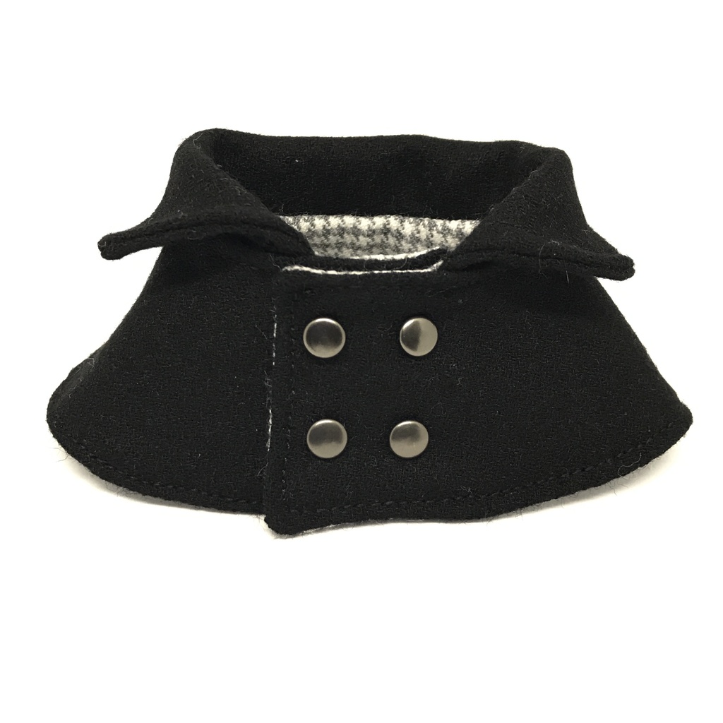 【パペラ用コート】 ♯09 ブラック×千鳥格子ライトグレー(ボタン:クローム)