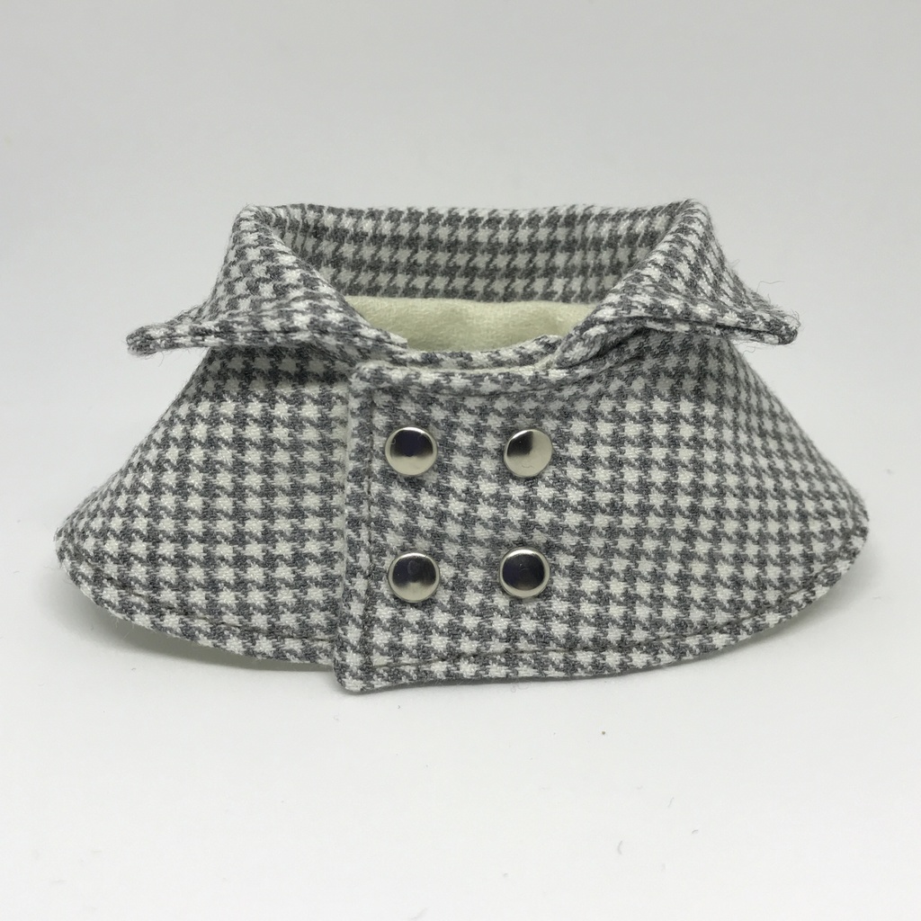 【パペラ用コート】 ♯15 千鳥格子ライトグレー ×ミルク(ボタン:シルバー)