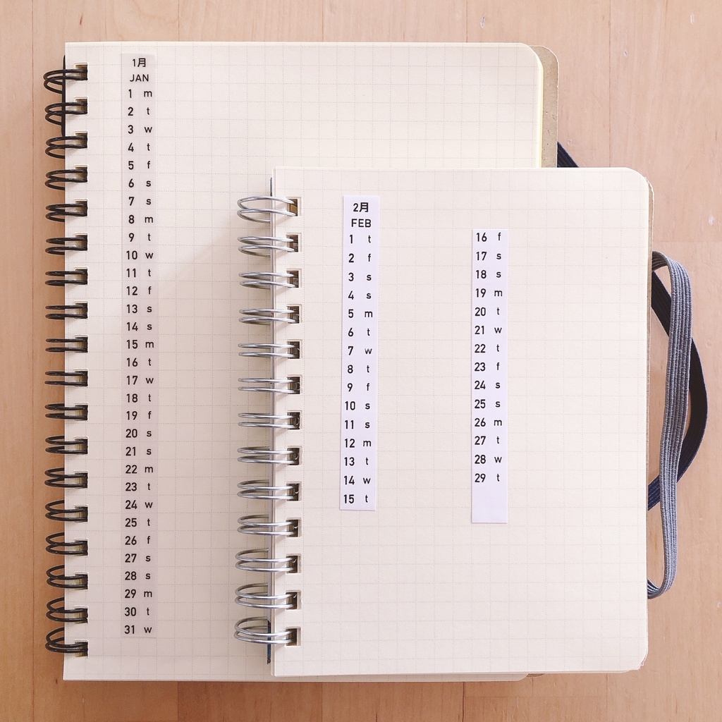 【Phomemo】5ミリ方眼用 日付シール 2024年 (漢字 曜日Ver)