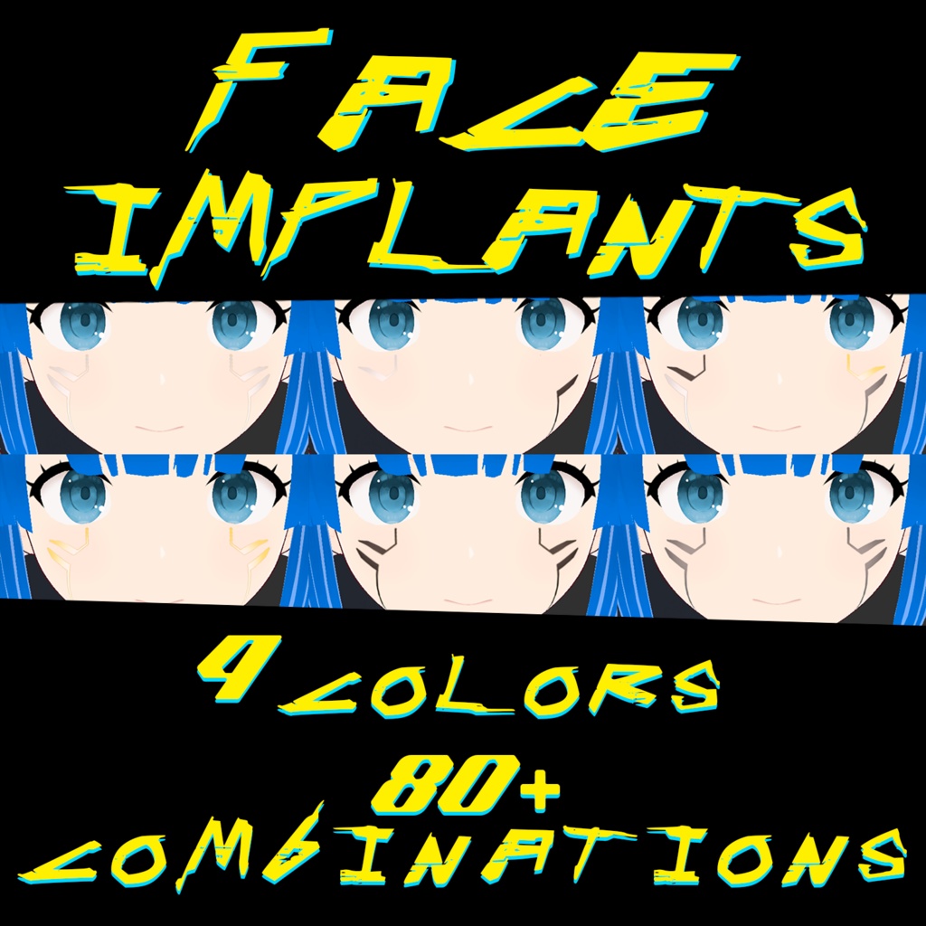 80+ COMBINATIONS Face cyber-implant / サイバーインプラント 4 COLORS / 4色  
