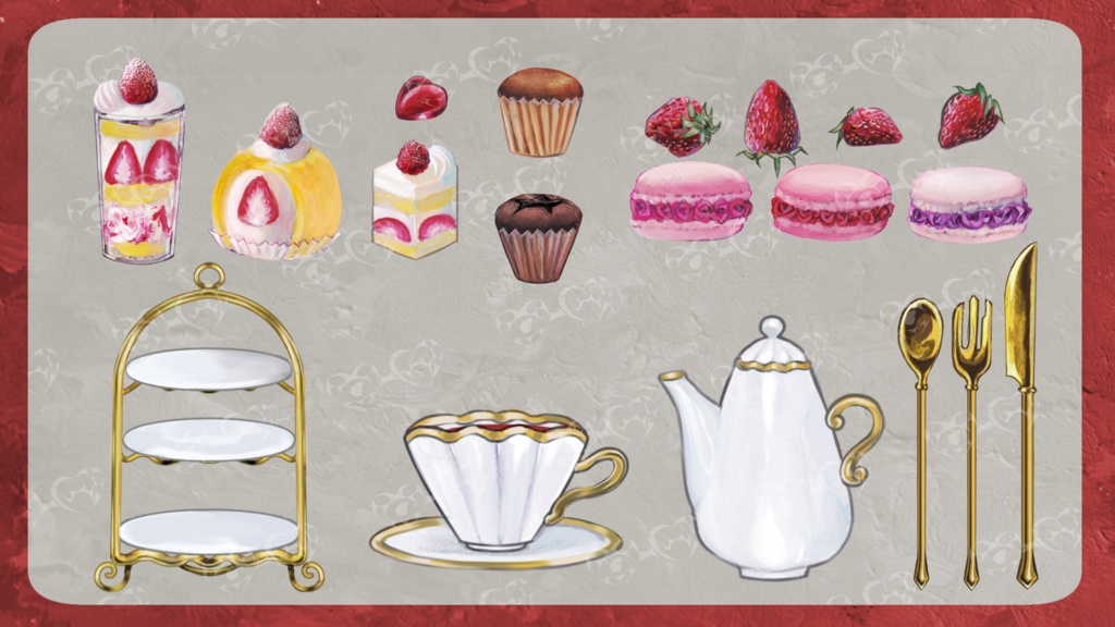 【TRPG・Vtuber向け素材】アフタヌーンティーなイラスト PNG素材