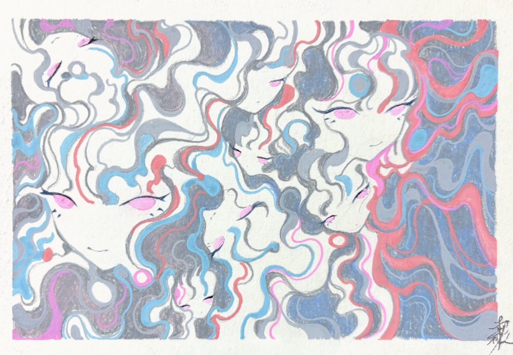 【アナログ原画】マット額装付き水彩原画