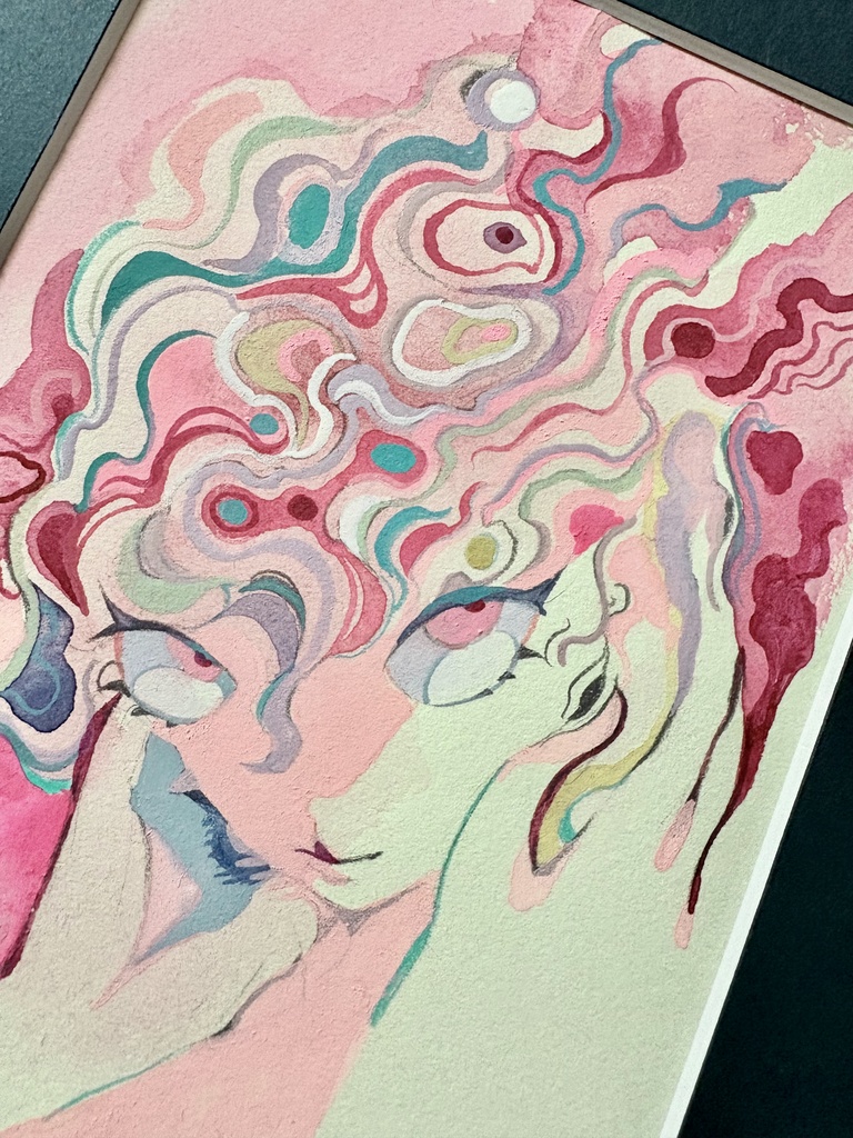 【アナログ原画】マット額装付き水彩原画