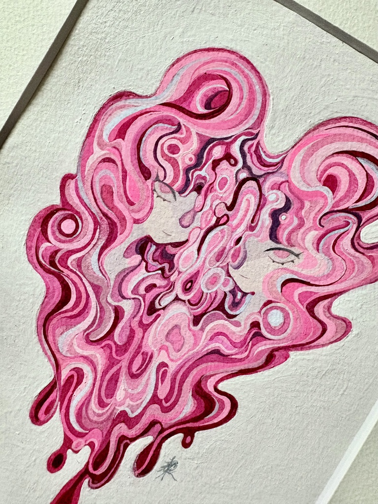 【アナログ原画】マット額装付き水彩原画