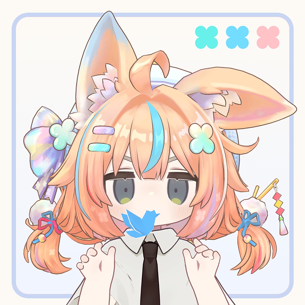 折り紙狐【13アバター対応 / 3D髪型】