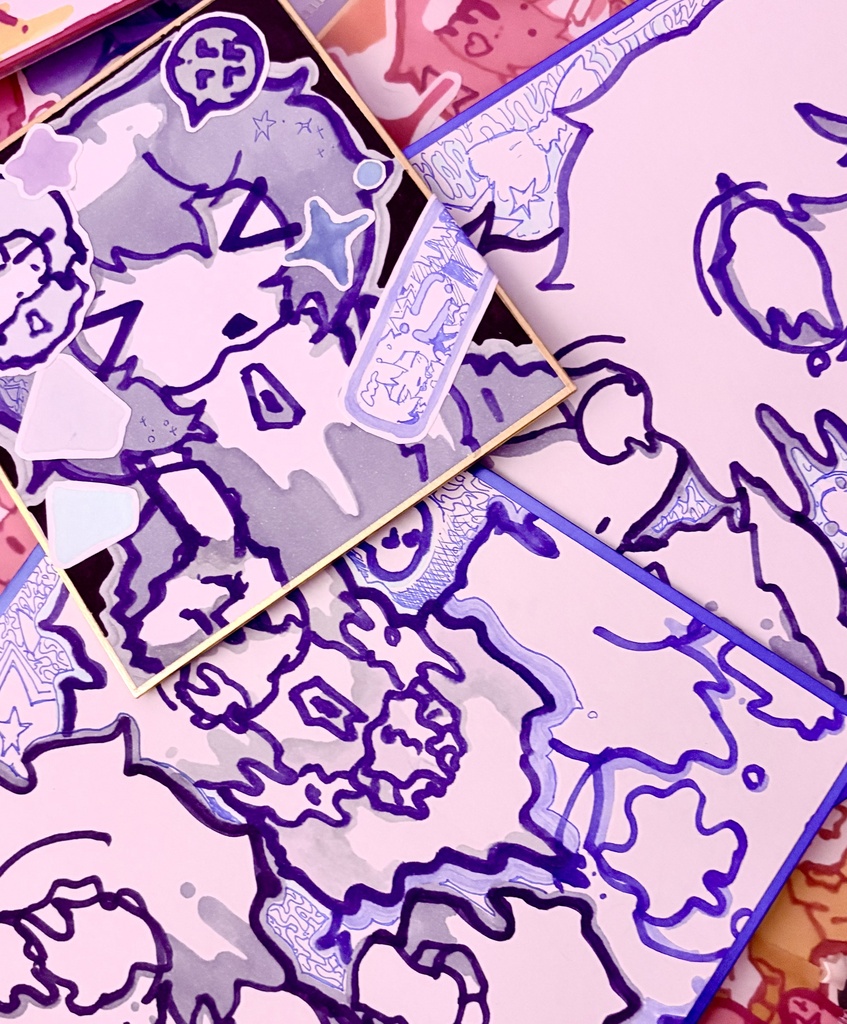 青 色紙原画 落書きセット