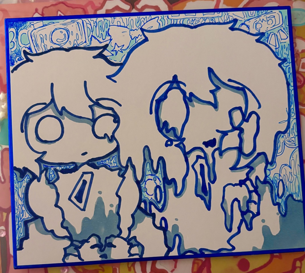 青 色紙原画 落書きセット