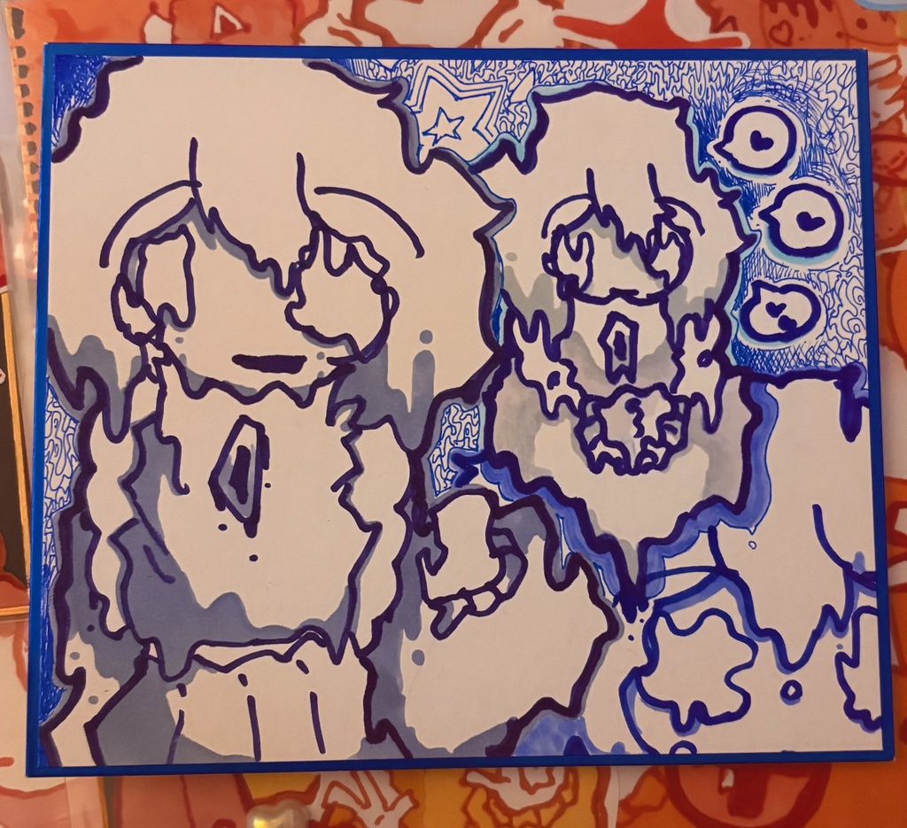 青 色紙原画 落書きセット