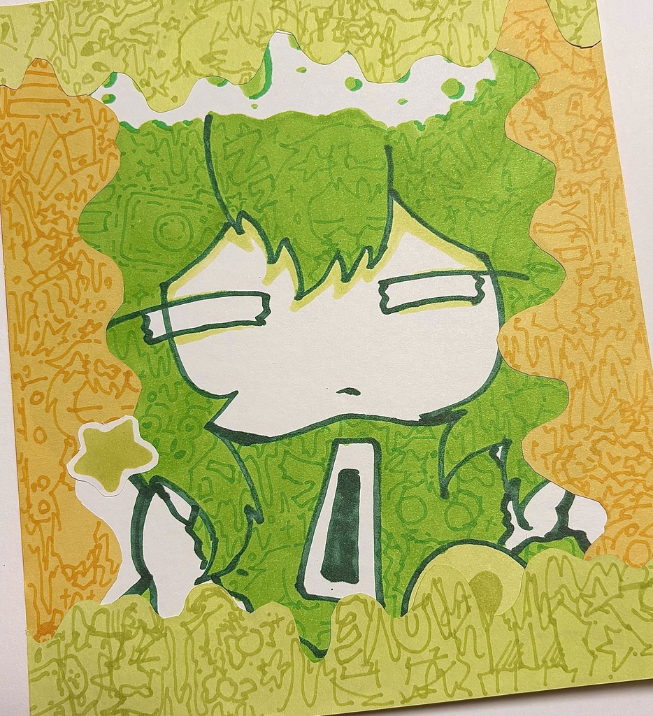 色紙原画 黄緑🌱 落書きセット