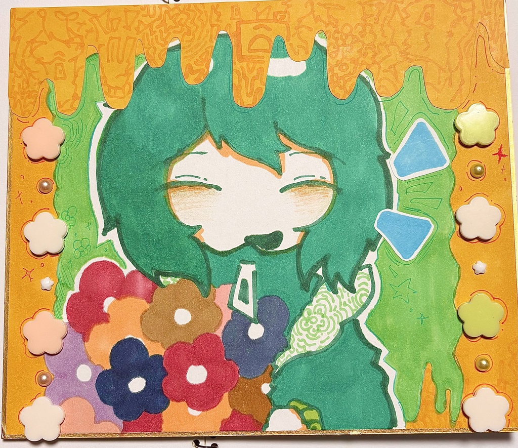 色紙原画 黄緑🌱 落書きセット