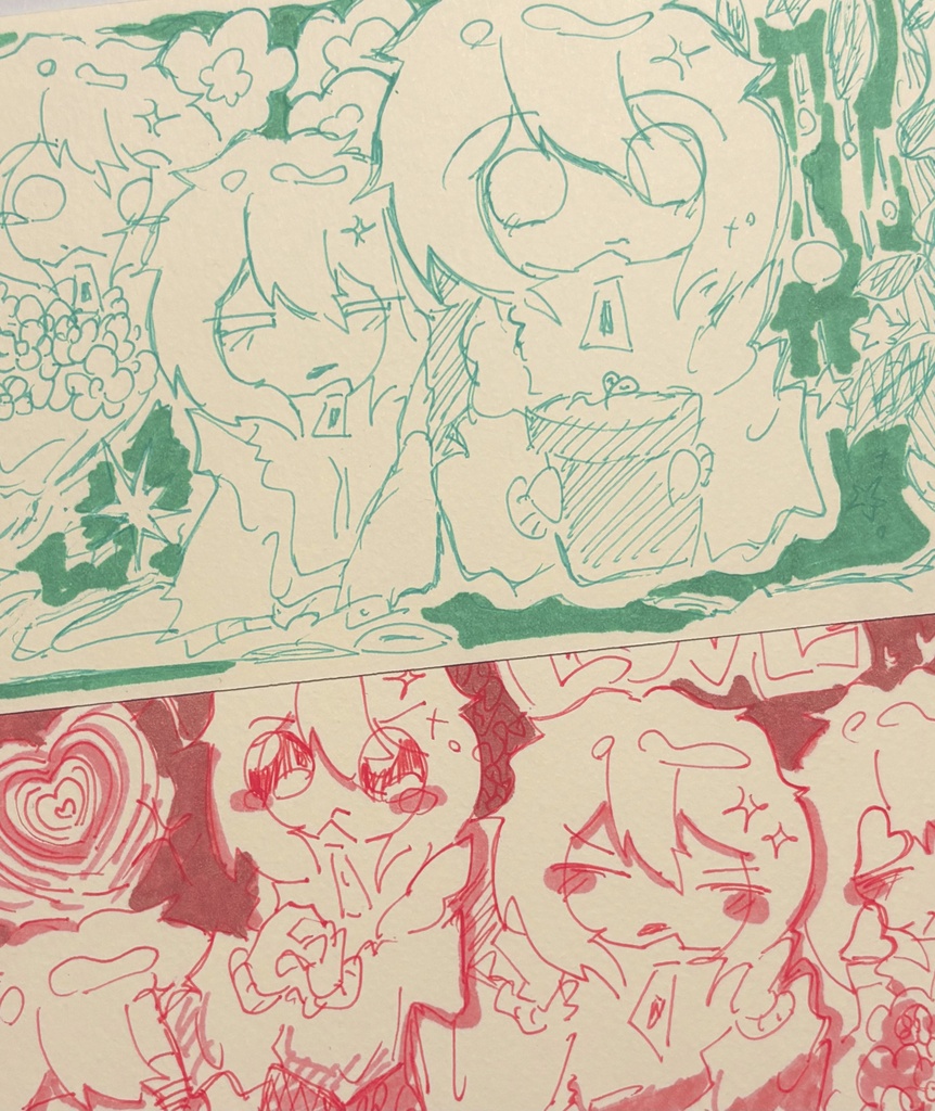 色紙原画 黄緑🌱 落書きセット