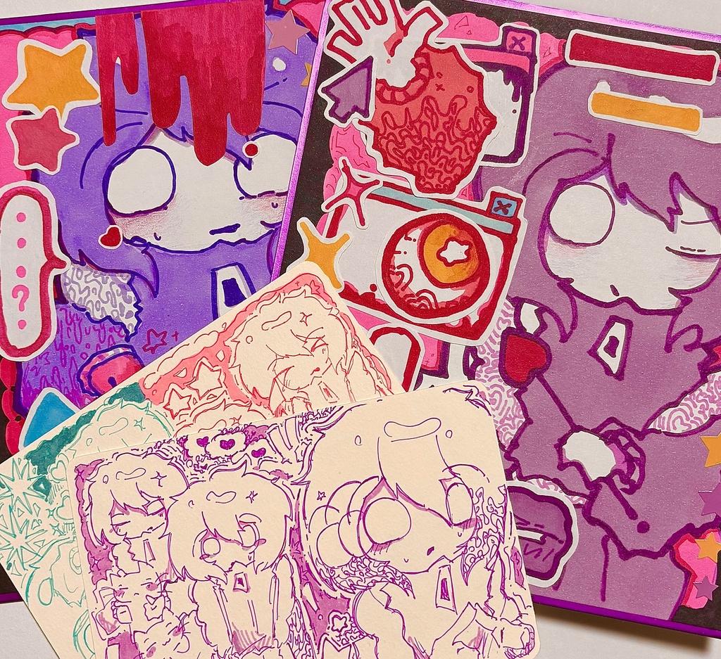 色紙原画 紫💜 落書きセット