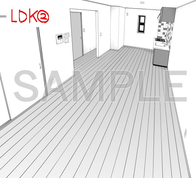 【背景】アパート室内リビングダイニング【素材】