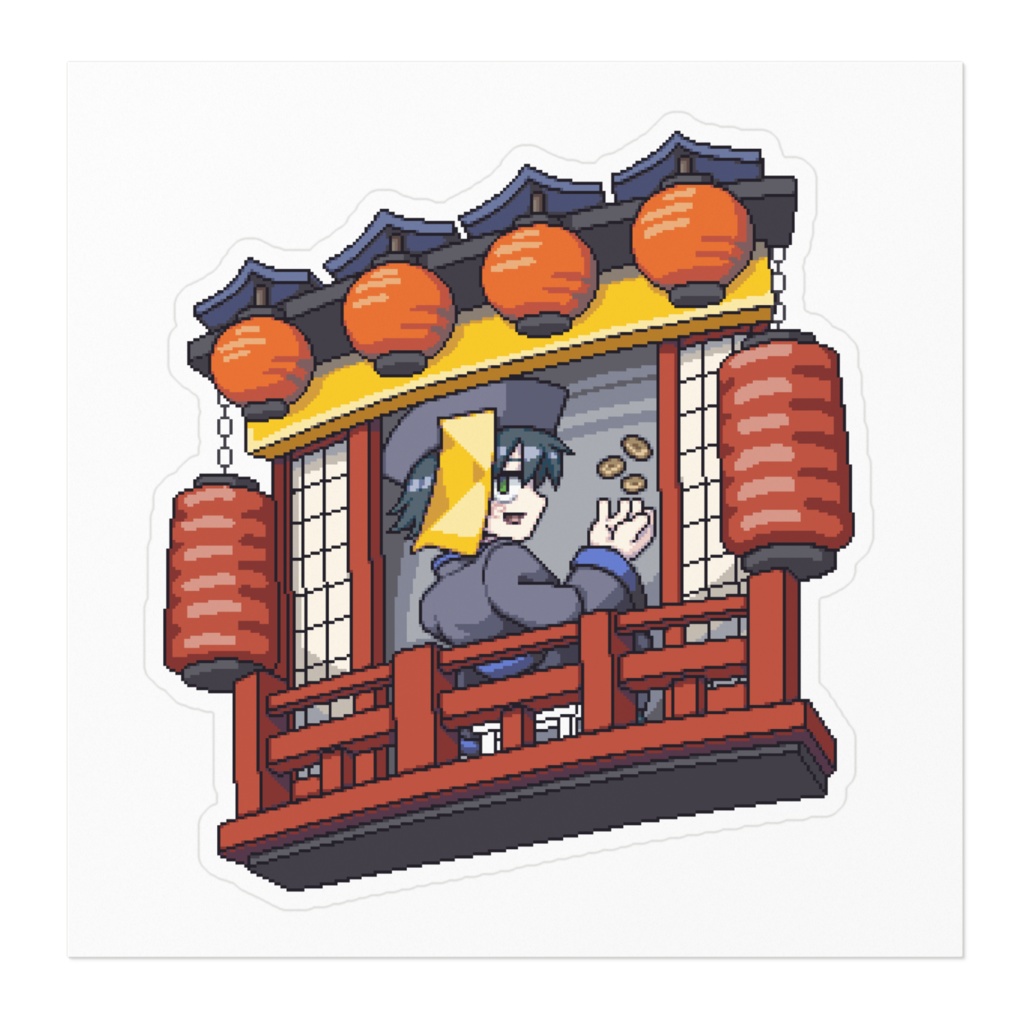 ジウダオ_ドット提灯 ステッカー