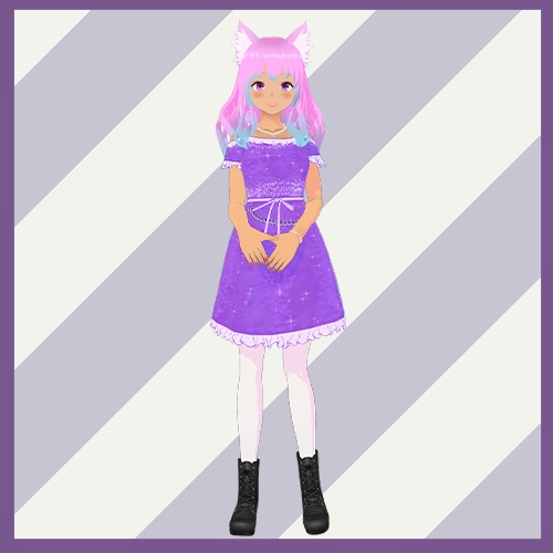[ Free / Vroid ] Model 3D + Dress outfit