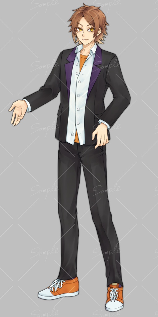 汎用立ち絵_ツリ目男子学生