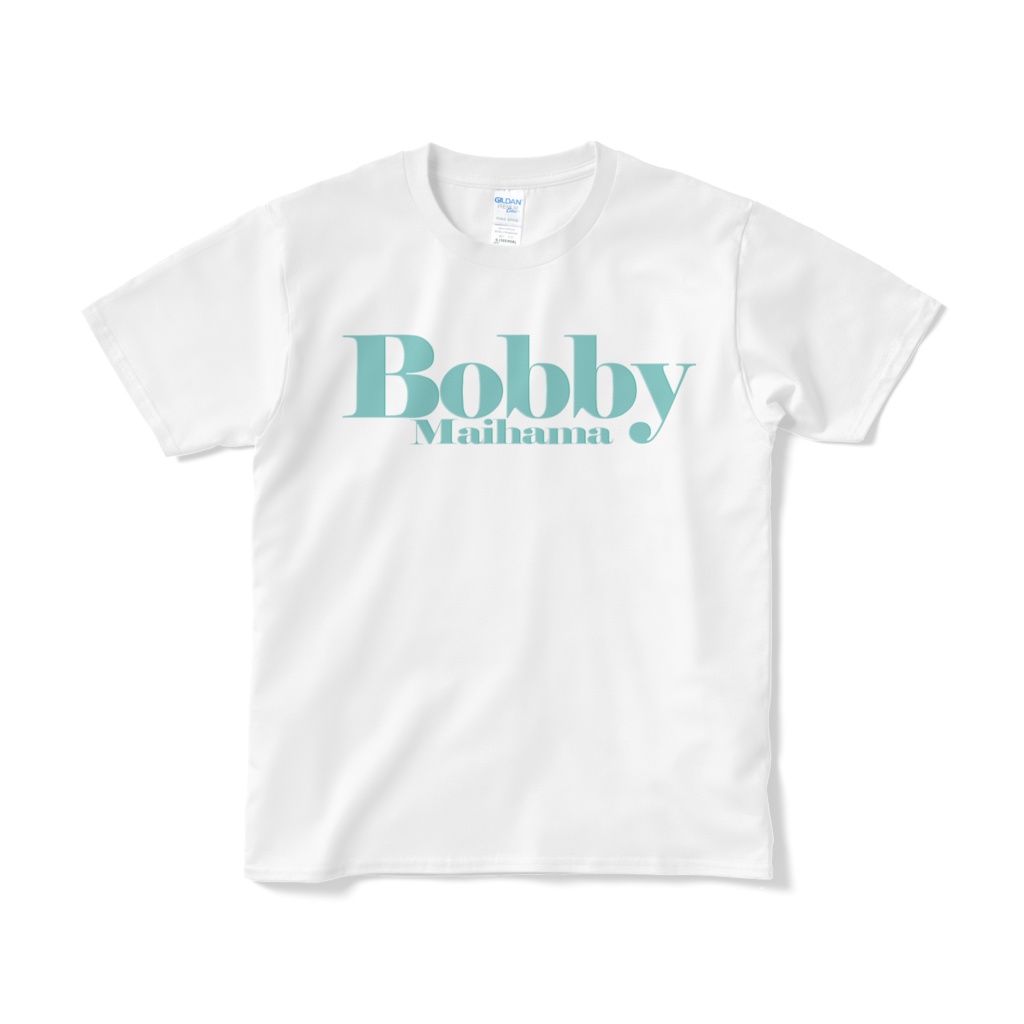 BobbyのTシャツ（ホワイト / ロゴ:アイスグリーン）