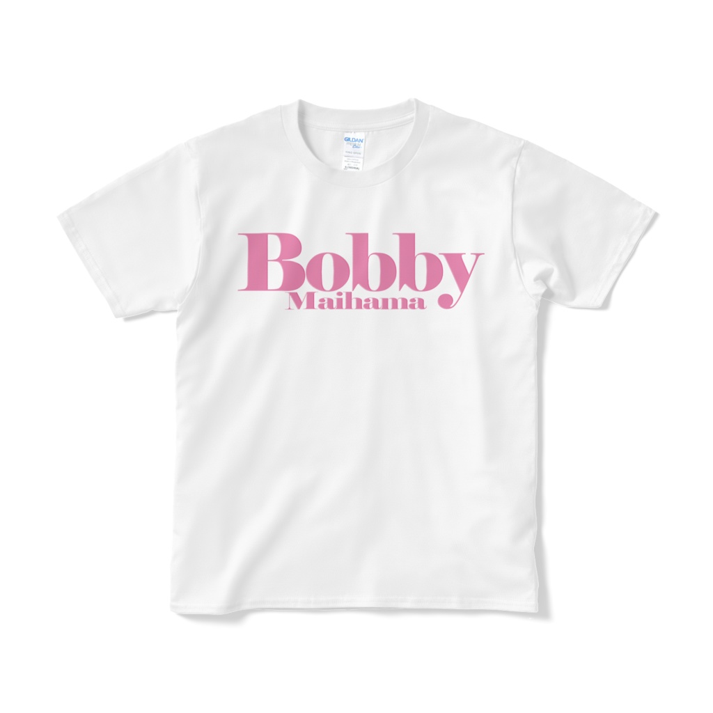 BobbyのTシャツ（ホワイト / ロゴ:ピーチ）