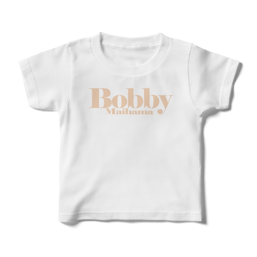 BobbyのキッズTシャツ（ホワイト / ロゴ:ナチュラル）