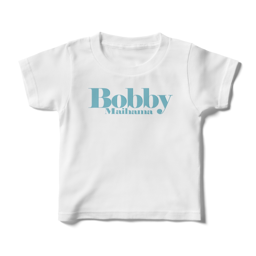 BobbyのキッズTシャツ(ホワイト / ロゴ:アイスグリーン)