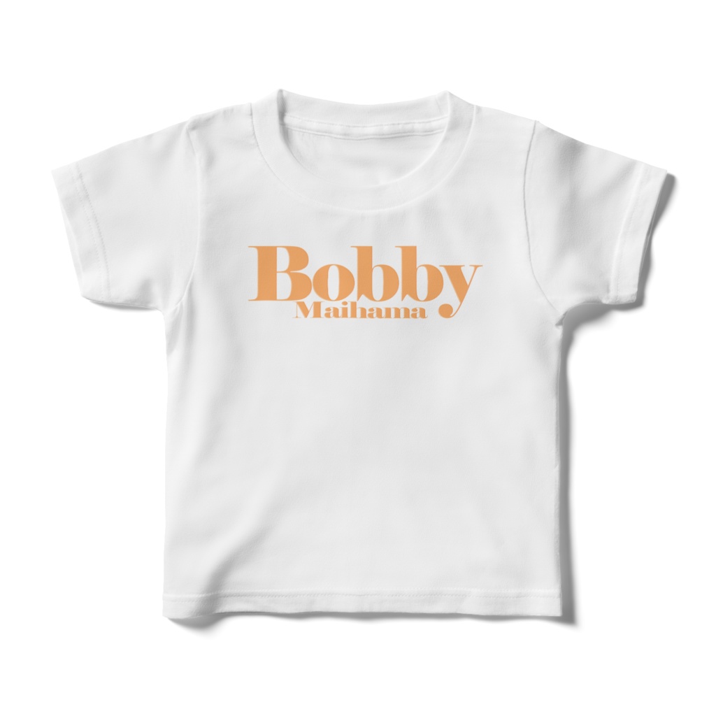 BobbyのキッズTシャツ（ホワイト / ロゴ:ライトイエロー）