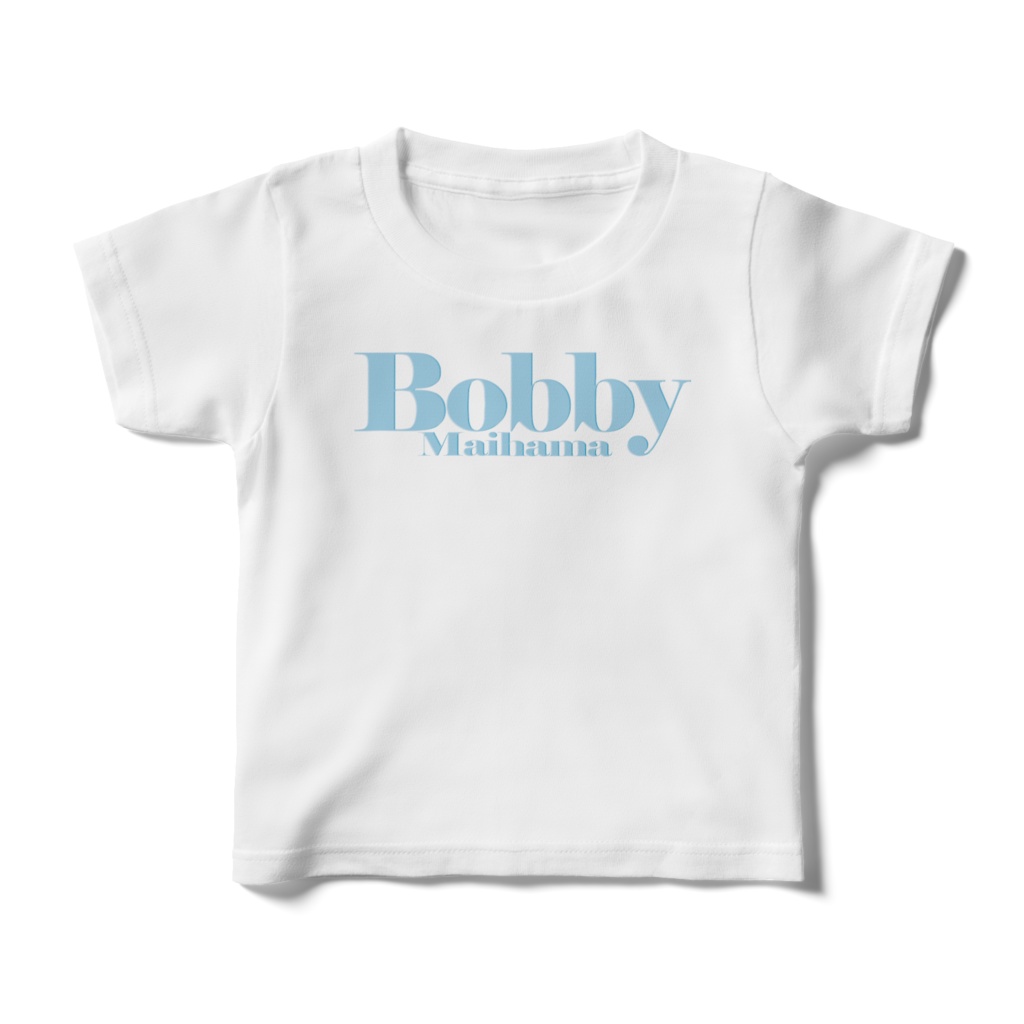 BobbyのキッズTシャツ(ホワイト / ロゴ:ライトブルー)