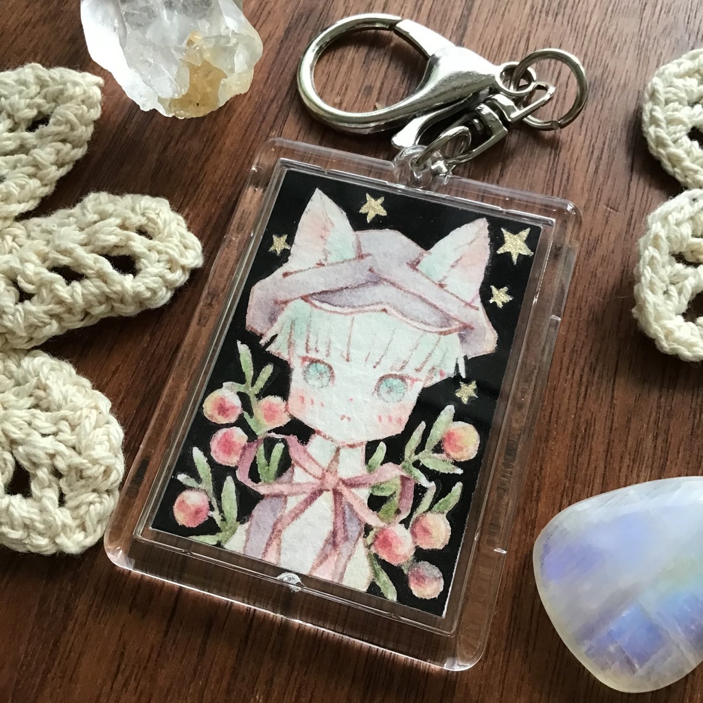 【原画キーホルダー】苔桃と帽子の男の子猫ちゃん