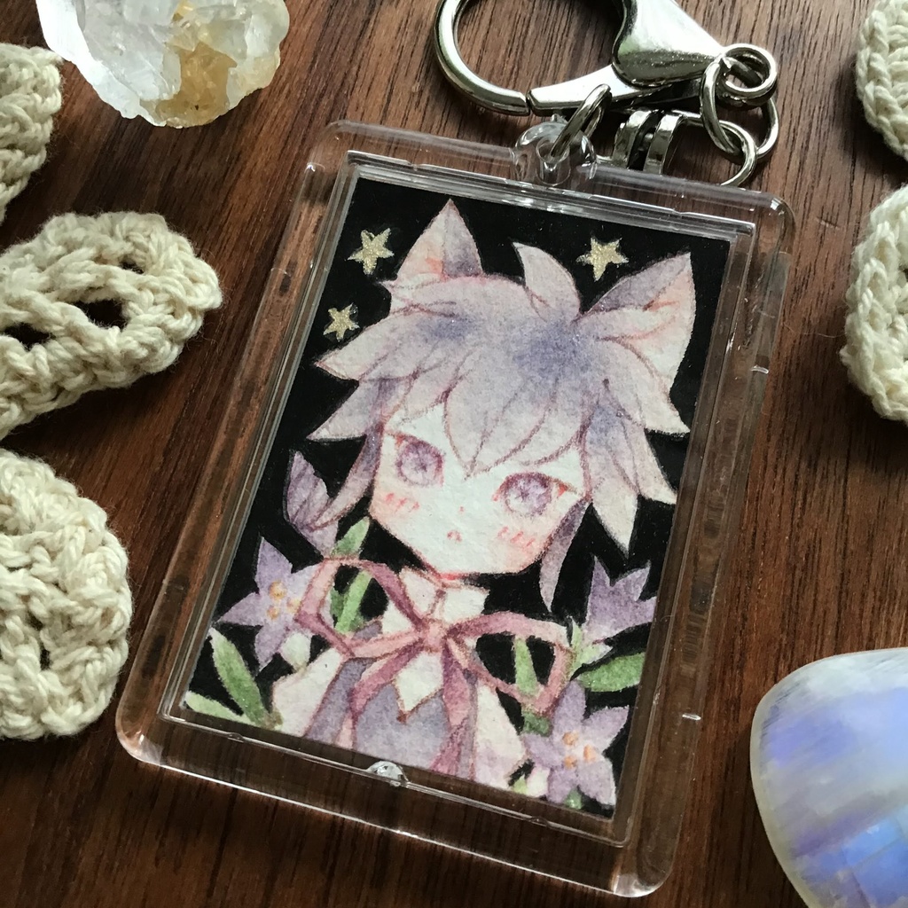 【原画キーホルダー】竜胆と男の子の猫ちゃん
