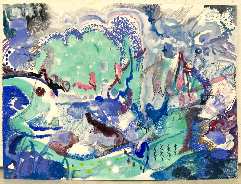 ドローイング「水中」A4