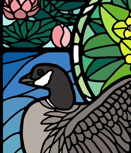 シジュウカラガンと草花の眼鏡拭き