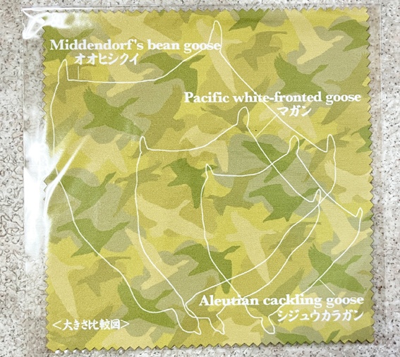 雁の足型大きさ比較図眼鏡拭き(ピンク、イエロー)(各1枚)