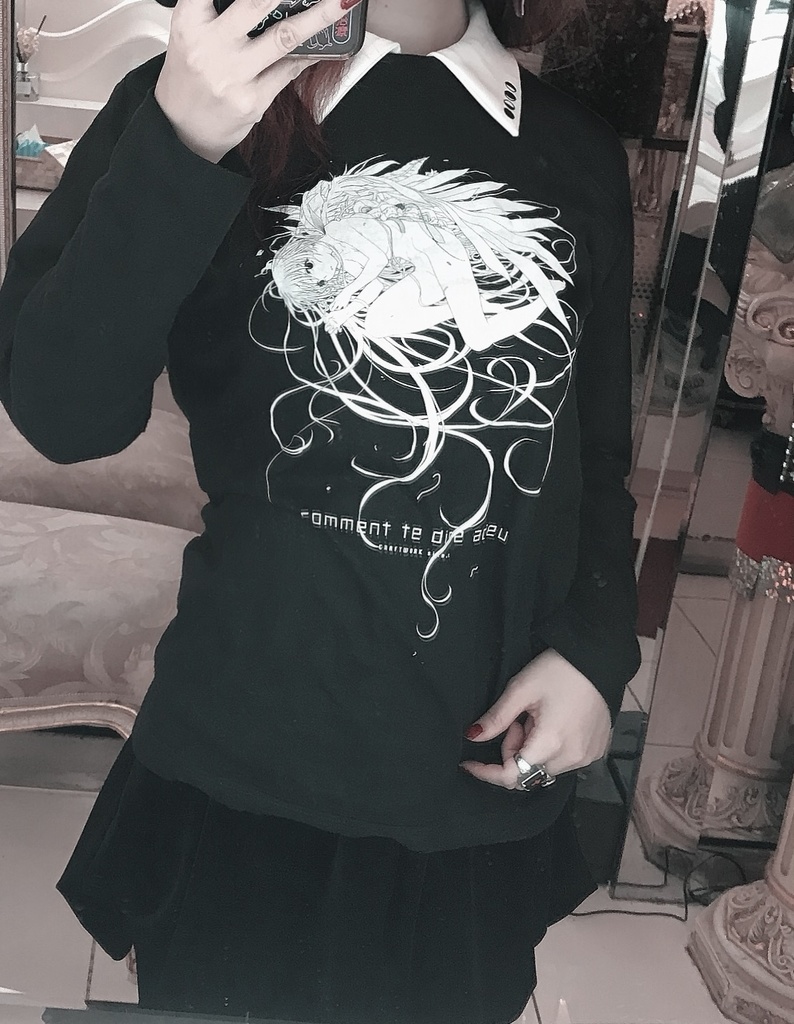 アイハカゲロウロングスリーブTシャツ黒