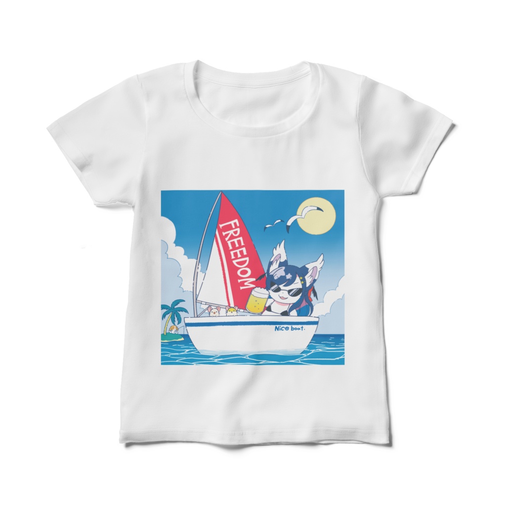 フリーダムりぼんちゃんバカンスTシャツ(レディース)