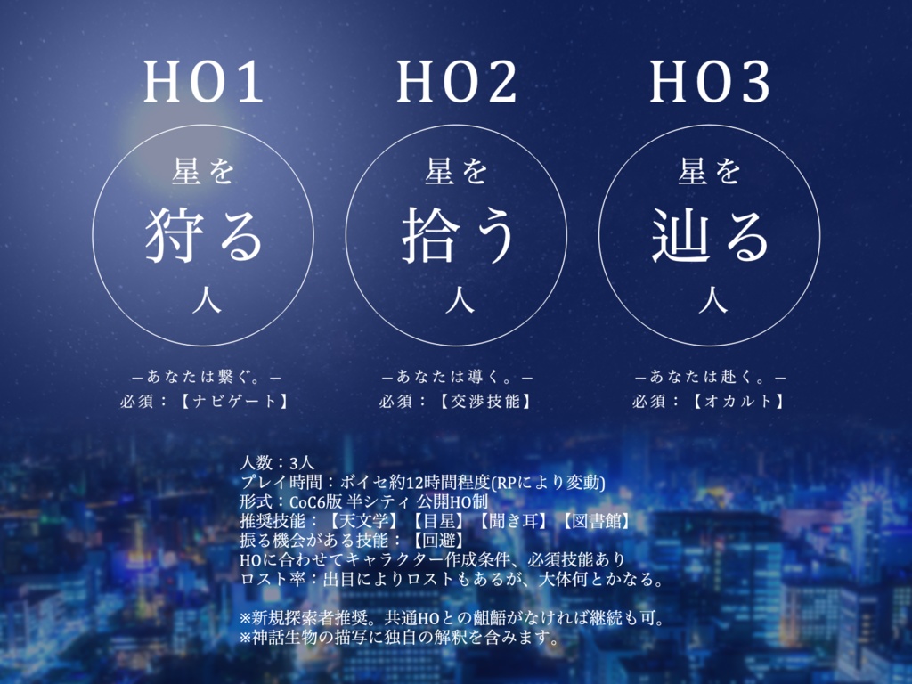 クトゥルフ神話TRPGシナリオ「キミはオリオンの碧い君」【SPLL:E110591】