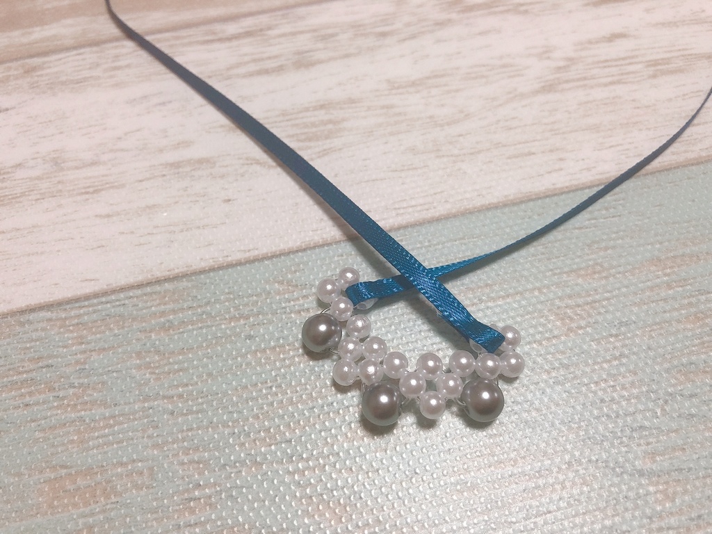 1/4 21:15 パールビーズとリボンのつけ襟