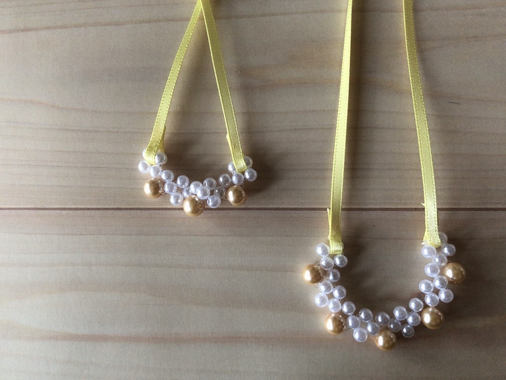 1/4 21:15 パールビーズとリボンのつけ襟