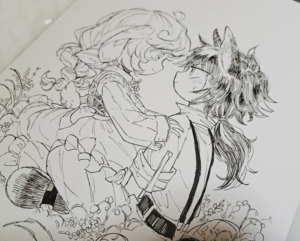 線画イラスト・羊×狼