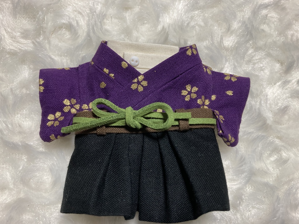 15cmぬい用 ぬい服 和モダン 袴 桜 紫 金