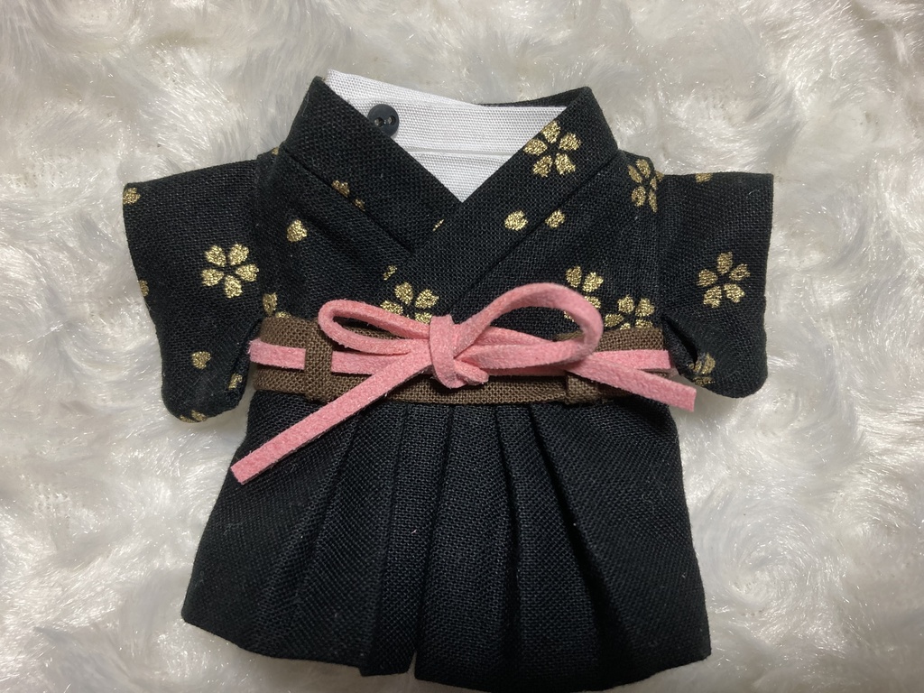 15cmぬい用 ぬい服 和モダン 袴 桜 黒 金