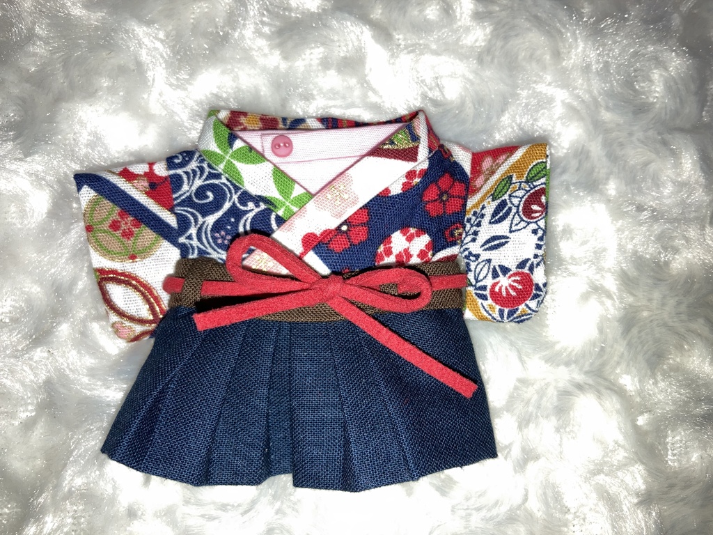 15cmぬい用 ぬい服 和モダン 袴 和柄集合  紺 ピンク