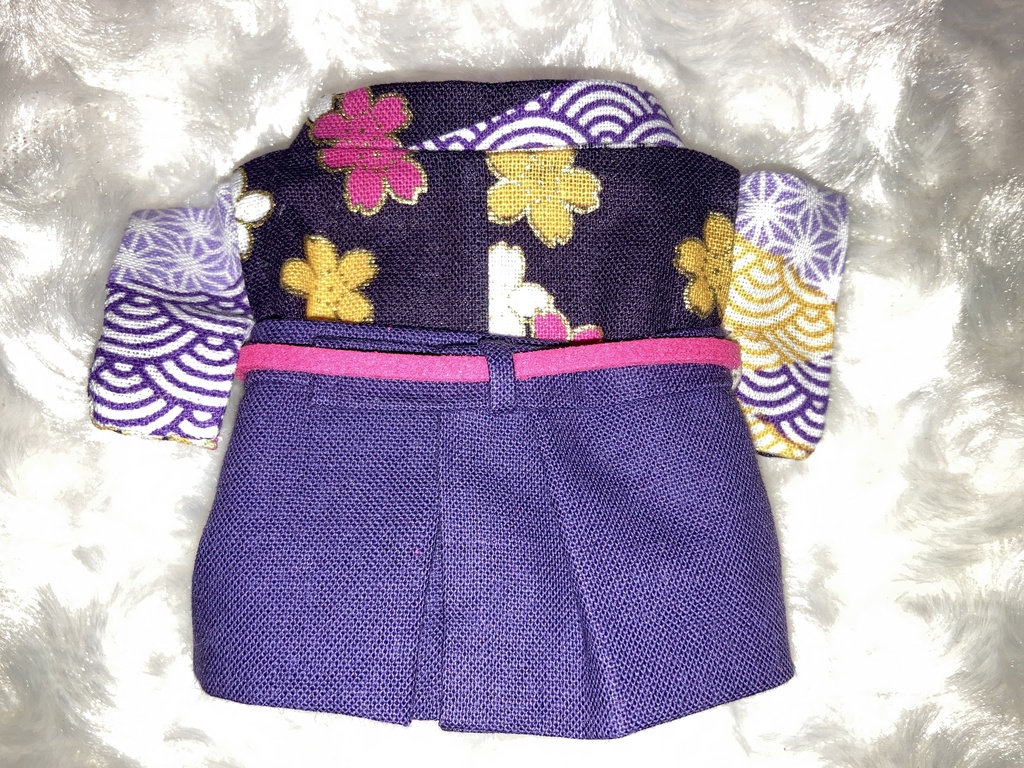 15cmぬい用 ぬい服 和モダン 袴 桜 紫